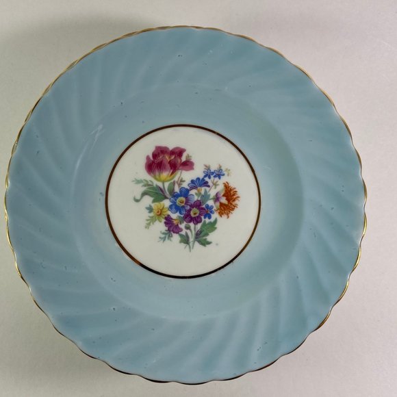 Vintage 1950 Aynsley Blue swirl floral 6 " inches salad bread side plate - Picture 6 of 6